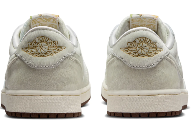 Air Jordan 1 Low Men's Sneakers – Light Grey/Cream/Brown – Floral Details